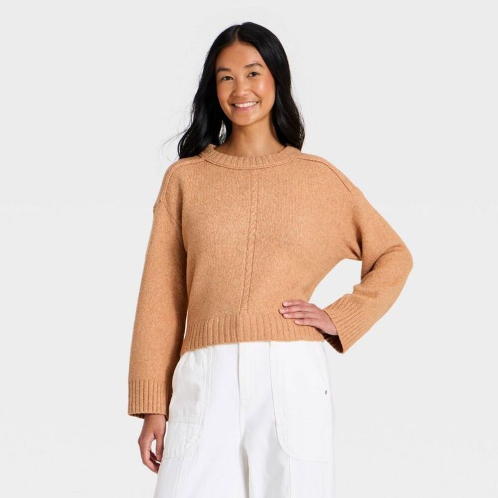 Women's Heritage Crewneck Pullover Sweater - Universal Thread Pink XS